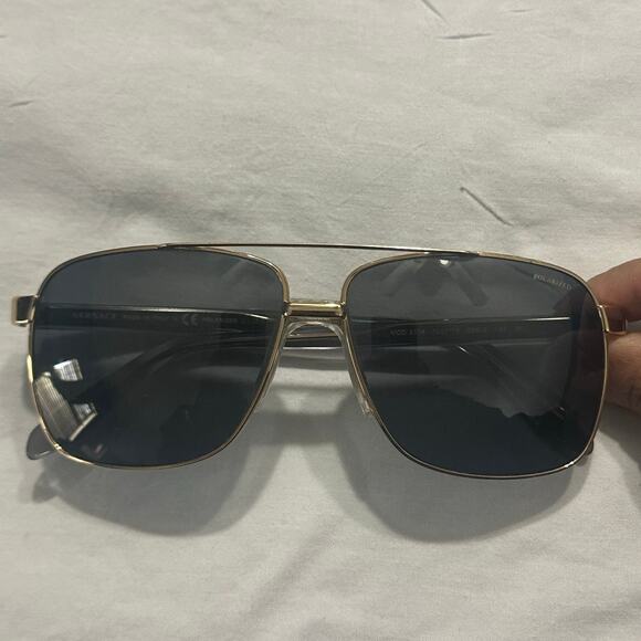 Versace Polarized Sunglasses VE2174 Pale Gold Gray Square - Picture 12 of 12